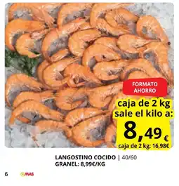 Supermercados MAS Langostino cocido oferta
