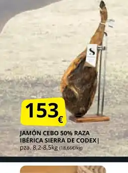Supermercados MAS SIERRA DE CODEX Jamón cebo 50% raza ibérica oferta