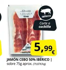 Supermercados MAS Jamón cebo 50% ibérico oferta