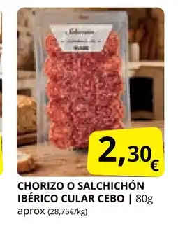 Supermercados MAS Chorizo o salchichón ibérico cular cebo oferta