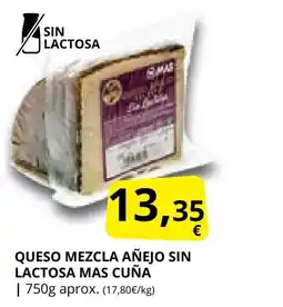 Supermercados MAS Queso mezcla añejo sin lactosa mas cuña oferta