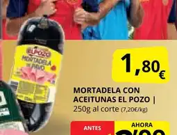 Supermercados MAS EL POZO Mortadela con aceitunas oferta