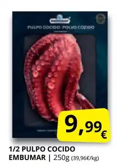 Supermercados MAS EMBUMAR 1/2 pulpo cocido oferta