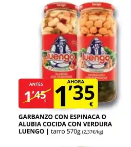 Supermercados MAS LUENGO Garbanzo con espinaca o alubia cocida con verdura oferta