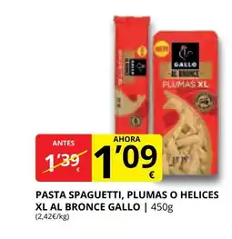 Supermercados MAS GALLO Pasta spaguetti, plumas o helices xl al bronce oferta