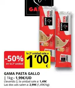 Supermercados MAS GALLO Gama pasta oferta