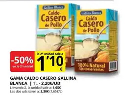 Supermercados MAS GALLINA BLANCA Gama caldo casero oferta