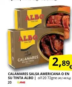 Supermercados MAS ALBO Calamares salsa americana o en su tinta oferta