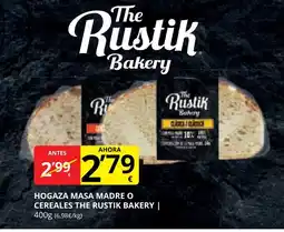 Supermercados MAS THE RUSTIK BAKERY Hogaza masa madre o cereales oferta