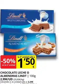 Supermercados MAS Chocolate leche o almendras oferta