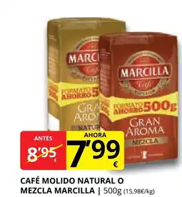 Supermercados MAS MARCILLA Café molido natural o mezcla oferta