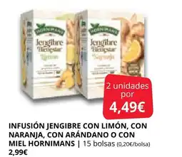 Supermercados MAS HORNIMANS Infusión jengibre con limón, con naranja, con arándano o con miel oferta