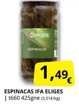 Supermercados MAS IFA ELIGES Espinacas oferta