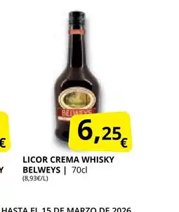 Supermercados MAS BELWEYS Licor crema whisky oferta