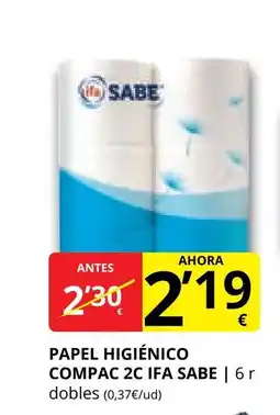 Supermercados MAS IFA SABE Papel higiénico compac 2c oferta