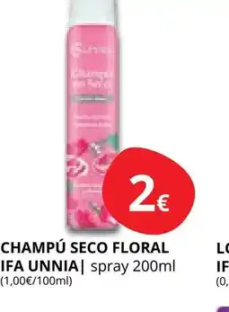 Supermercados MAS IFA UNNIA Champú seco floral oferta