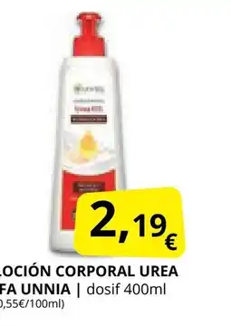 Supermercados MAS IFA UNNIA Loción corporal urea oferta