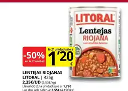 Supermercados MAS LITORAL Lentejas riojanas oferta