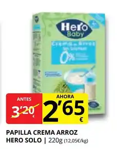 Supermercados MAS HERO SOLO Papilla crema arroz oferta