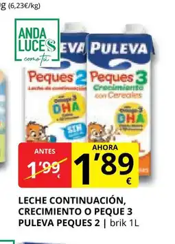 Supermercados MAS PULEVA PEQUES 2 Leche continuación, crecimiento o peque 3 oferta