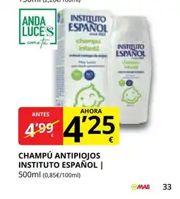 Supermercados MAS INSTITUTO ESPAÑOL Champú antipiojos oferta