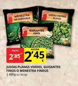 Supermercados MAS FINDUS Judías planas verdes, guisantes finos o menestra oferta