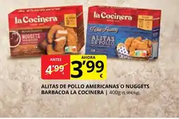 Supermercados MAS LA COCINERA Alitas de pollo americanas o nuggets barbacoa oferta
