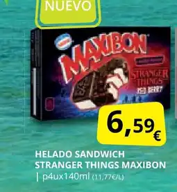 Supermercados MAS MAXIBON Helado sandwich stranger things oferta