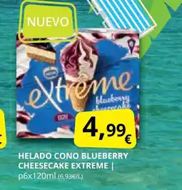 Supermercados MAS Helado cono blueberry cheesecake extreme oferta