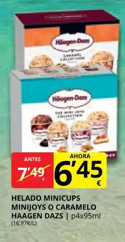 Supermercados MAS HAAGEN DAZS Helado minicups minijoys o caramelo oferta