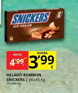 Supermercados MAS SNICKERS Helado bombon oferta