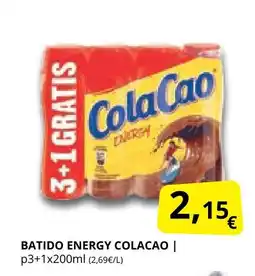 Supermercados MAS COLACAO Batido energy oferta