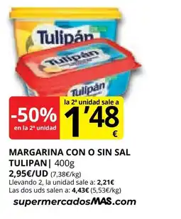 Supermercados MAS TULIPAN Margarina con o sin sal oferta