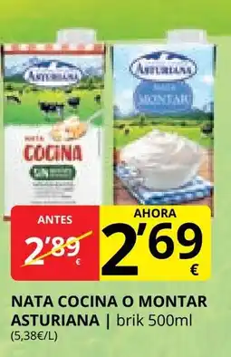 Supermercados MAS ASTURIANA Nata cocina o montar oferta