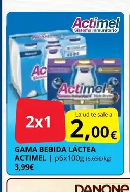 Supermercados MAS ACTIMEL Gama bebida láctea oferta