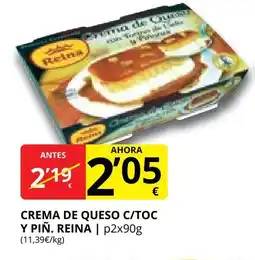 Supermercados MAS REINA Crema de queso c/toc y pin. oferta