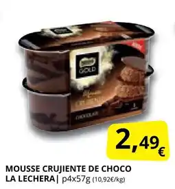 Supermercados MAS LA LECHERA Mousse crujiente de choco oferta