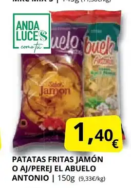 Supermercados MAS Patatas fritas jamón o aj/perej el abuelo antonio oferta