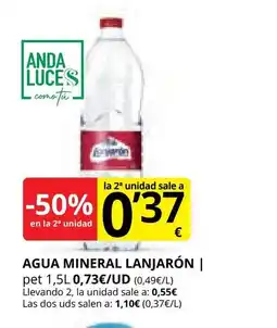Supermercados MAS LANJARÓN Agua mineral oferta