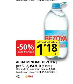 Supermercados MAS BEZOYA Agua mineral oferta