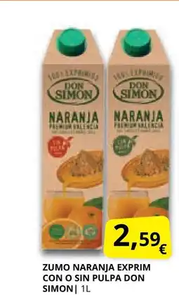 Supermercados MAS DON SIMON Zumo naranja exprim con o sin pulpa oferta