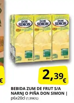 Supermercados MAS DON SIMON Bebida zum de frut s/a narnj o piña oferta