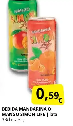 Supermercados MAS SIMON LIFE Bebida mandarina o mango oferta