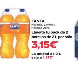 Supermercados MAS FANTA Naranja, Limón y Naranja Zero. oferta
