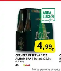 Supermercados MAS 1925 Cerveza reserva oferta
