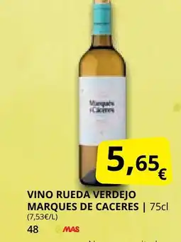 Supermercados MAS MARQUES DE CACERES Vino rueda verdejo oferta