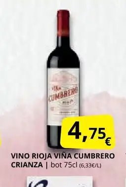 Supermercados MAS Vino rioja viña cumbrero crianza oferta