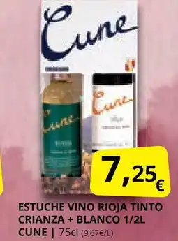 Supermercados MAS CUNE Estuche vino rioja tinto crianza + blanco 1/2l oferta