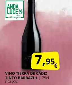 Supermercados MAS Vino tierra de cádiz tinto barbazul oferta