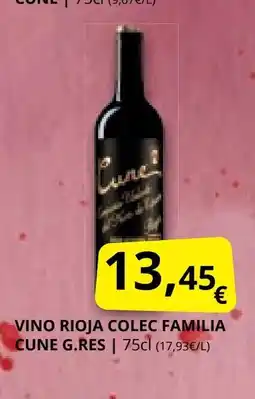 Supermercados MAS Vino rioja colec familia cune g.res oferta